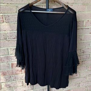 Scarlett Black Blouse with Ruffle Sleeves